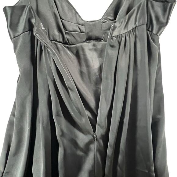 ABS Y2K Babydoll Dress 4 Black Satin Mini Rhinestone Dark Fairy Retro Vintage - Picture 6 of 14